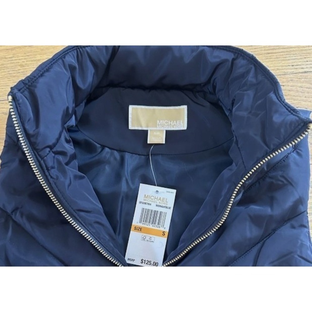 Michael Kors Midnight Blue Puffer Quilted Vest Large Women's, MSRP $125 - Picture 2 of 3